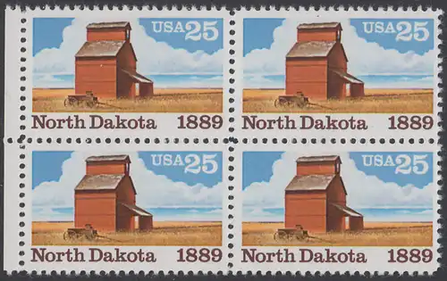 USA Michel 2029 / Scott 2403 postfrisch BLOCK RÄNDER links - 100 Jahre Staat North Dakota: Getreidespeicher