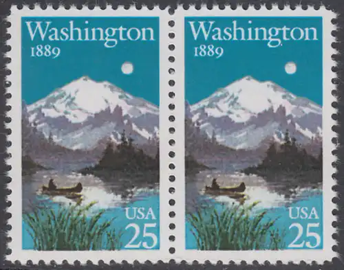 USA Michel 2030 / Scott 2404 postfrisch horiz.PAAR - 100 Jahre Staat Washington: Mt. Rainier