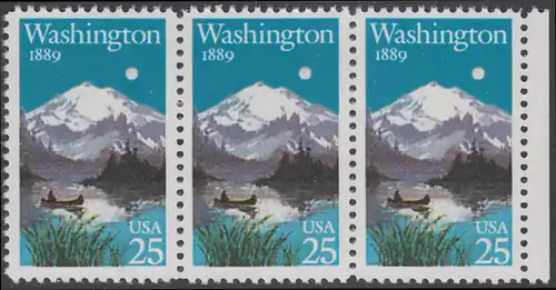 USA Michel 2030 / Scott 2404 postfrisch horiz.STRIP(3) RAND rechts - 100 Jahre Staat Washington: Mt. Rainier