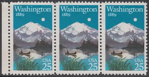 USA Michel 2030 / Scott 2404 postfrisch horiz.STRIP(3) RAND links - 100 Jahre Staat Washington: Mt. Rainier