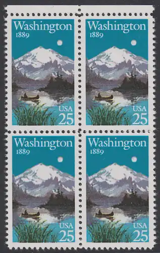 USA Michel 2030 / Scott 2404 postfrisch BLOCK RÄNDER oben - 100 Jahre Staat Washington: Mt. Rainier