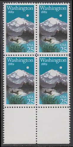 USA Michel 2030 / Scott 2404 postfrisch BLOCK RÄNDER unten (a1) - 100 Jahre Staat Washington: Mt. Rainier