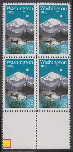 USA Michel 2030 / Scott 2404 postfrisch BLOCK RÄNDER unten (a2) - 100 Jahre Staat Washington: Mt. Rainier