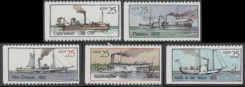 USA Michel 2031-2035 / Scott 2405-2409 postfrisch SATZ(4) EINZELMARKEN (aus Markenheft) - Dampfschiffe