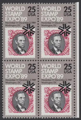 USA Michel 2036 / Scott 2410 postfrisch BLOCK RÄNDER rechts - Internationale Briefmarkenausstellung WORLD STAMP EXPO 89, Washington, DC: Marke USA MiNr. 35