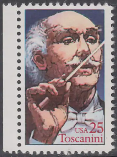 USA Michel 2037 / Scott 2411 postfrisch EINZELMARKE RAND links - Darstellende Künste und Künstler: Arturo Toscanini (1867-1957), italienischer Dirigent
