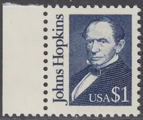 USA Michel 2042 / Scott 2194 postfrisch EINZELMARKE RAND links - Amerikanische Persönlichkeiten: Johns Hopkins (1795-1873), Philanthrop