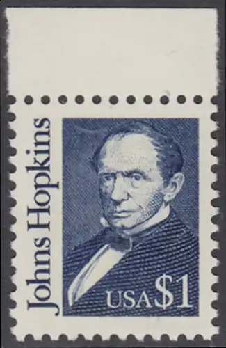 USA Michel 2042 / Scott 2194 postfrisch EINZELMARKE RAND oben - Amerikanische Persönlichkeiten: Johns Hopkins (1795-1873), Philanthrop