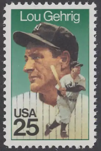 USA Michel 2043 / Scott 2417 postfrisch EINZELMARKE - Sportler: Henry Louis Lou Gehrig (1903-1941), Baseballspieler