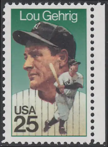 USA Michel 2043 / Scott 2417 postfrisch EINZELMARKE RAND rechts - Sportler: Henry Louis Lou Gehrig (1903-1941), Baseballspieler