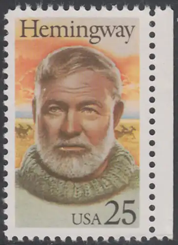 USA Michel 2045 / Scott 2418 postfrisch EINZELMARKE RAND rechts - Ernest Hemingway (1899-1961), Schriftsteller, Nobelpreis 1954