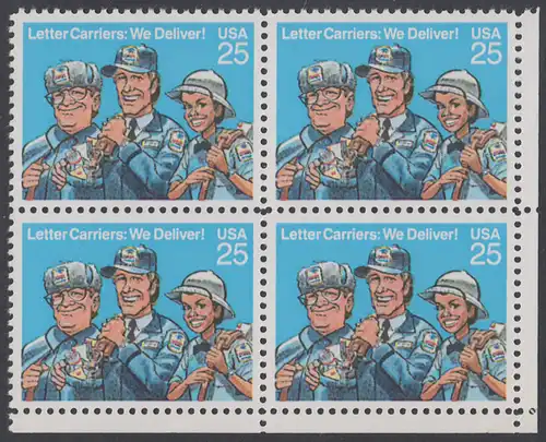 USA Michel 2048 / Scott 2420 postfrisch BLOCK ECKRAND unten rechts - Briefträger