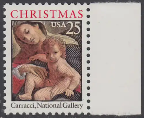 USA Michel 2057 / Scott 2427 postfrisch EINZELMARKE RAND rechts - Weihnachten: Maria mit Kind