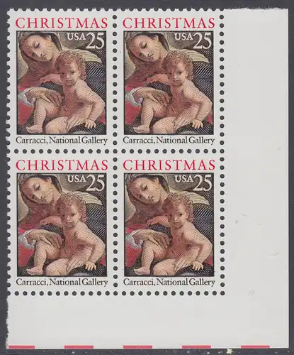 USA Michel 2057 / Scott 2427 postfrisch BLOCK ECKRAND unten rechts - Weihnachten: Maria mit Kind