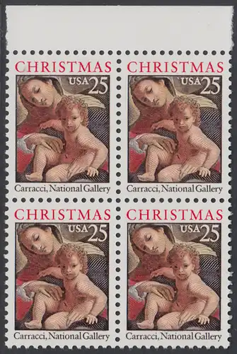 USA Michel 2057 / Scott 2427 postfrisch BLOCK RÄNDER oben - Weihnachten: Maria mit Kind