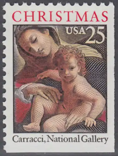 USA Michel 2057D / Scott 2427a postfrisch EINZELMARKE (rechts & unten ungezähnt) - Weihnachten: Maria mit Kind