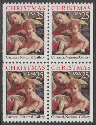 USA Michel 2057D / Scott 2427a postfrisch BLOCK (rechts & links ungezähnt) - Weihnachten: Maria mit Kind