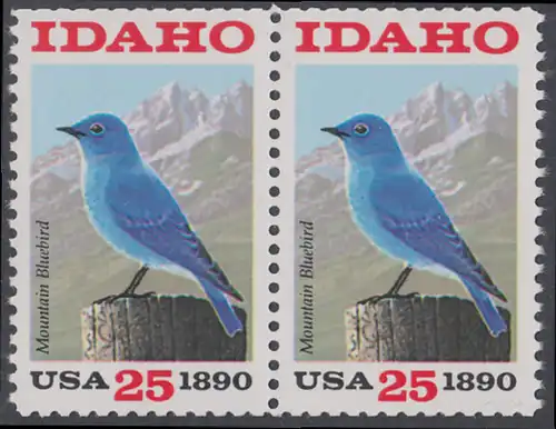 USA Michel 2072 / Scott 2439 postfrisch horiz.PAAR - 100 Jahre Staat Idaho: Berghüttensänger