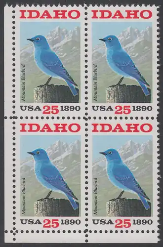 USA Michel 2072 / Scott 2439 postfrisch BLOCK ECKRAND unten links - 100 Jahre Staat Idaho: Berghüttensänger