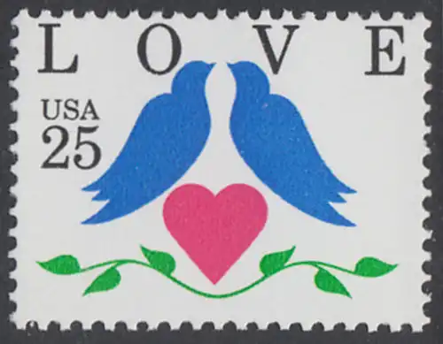 USA Michel 2073 / Scott 2440 postfrisch EINZELMARKE - Grußmarken: Tauben, Herz