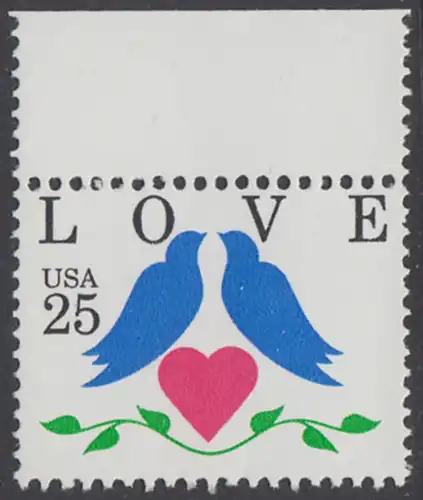 USA Michel 2073 / Scott 2440 postfrisch EINZELMARKE RAND oben - Grußmarken: Tauben, Herz