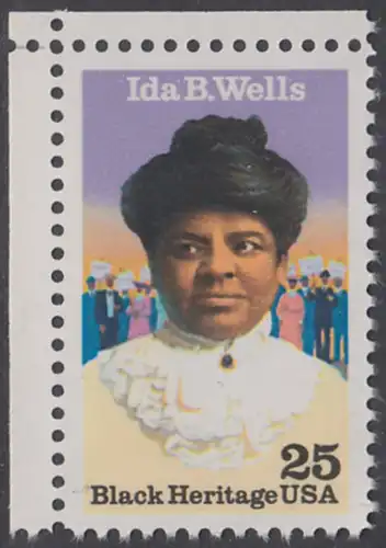 USA Michel 2074 / Scott 2442 postfrisch EINZELMARKE ECKRAND oben links - Schwarzamerikanisches Erbe: Ida B. Wells (1862-1931), Bürgerrechtlerin