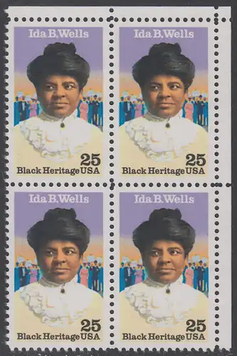 USA Michel 2074 / Scott 2442 postfrisch BLOCK ECKRAND oben links - Schwarzamerikanisches Erbe: Ida B. Wells (1862-1931), Bürgerrechtlerin