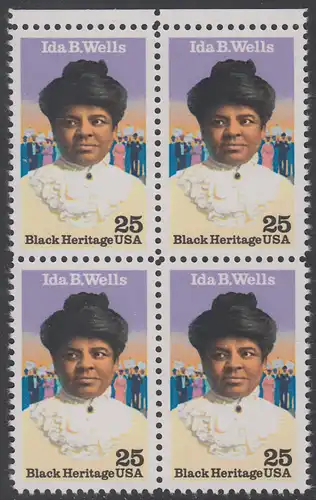 USA Michel 2074 / Scott 2442 postfrisch BLOCK RÄNDER oben - Schwarzamerikanisches Erbe: Ida B. Wells (1862-1931), Bürgerrechtlerin