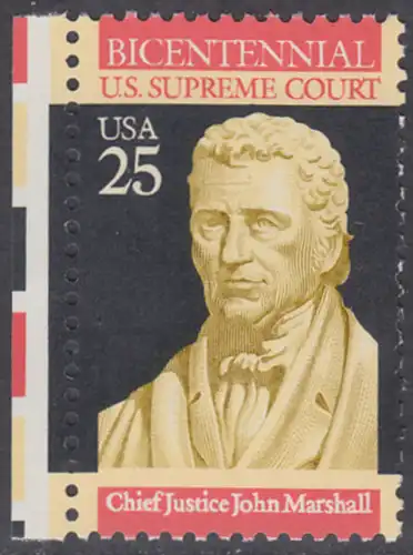USA Michel 2075 / Scott 2415 postfrisch EINZELMARKE RAND links (a2) - 200 Jahre Oberster Gerichtshof: John Marshall (1755-1835), Jurist und Politiker