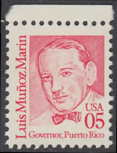 USA Michel 2077 / Scott 2173 postfrisch EINZELMARKE RAND oben - Amerikanische Persönlichkeiten: Luis Muñoz Marin (1898-1980), 1. Gouverneur von Puerto Rico