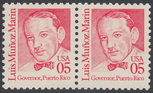 USA Michel 2077 / Scott 2173 postfrisch horiz.PAAR - Amerikanische Persönlichkeiten: Luis Muñoz Marin (1898-1980), 1. Gouverneur von Puerto Rico