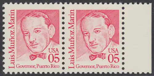 USA Michel 2077 / Scott 2173 postfrisch horiz.PAAR RAND rechts - Amerikanische Persönlichkeiten: Luis Muñoz Marin (1898-1980), 1. Gouverneur von Puerto Rico