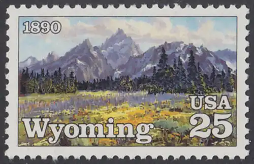USA Michel 2078 / Scott 2444 postfrisch EINZELMARKE - 100 Jahre Staat Wyoming: Grand-Teton-Gebirge