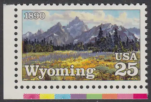 USA Michel 2078 / Scott 2444 postfrisch EINZELMARKE ECKRAND unten links - 100 Jahre Staat Wyoming: Grand-Teton-Gebirge