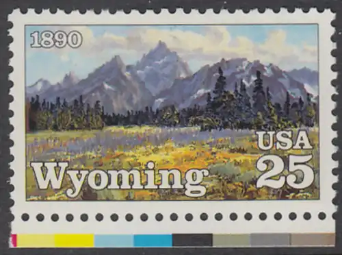 USA Michel 2078 / Scott 2444 postfrisch EINZELMARKE RAND unten - 100 Jahre Staat Wyoming: Grand-Teton-Gebirge