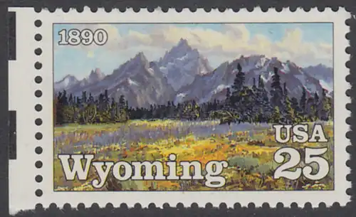 USA Michel 2078 / Scott 2444 postfrisch EINZELMARKE RAND links - 100 Jahre Staat Wyoming: Grand-Teton-Gebirge
