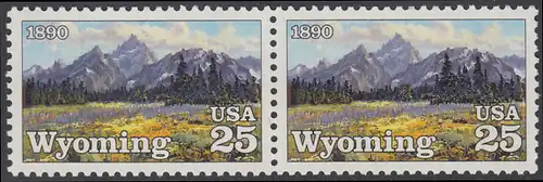 USA Michel 2078 / Scott 2444 postfrisch horiz.PAAR - 100 Jahre Staat Wyoming: Grand-Teton-Gebirge