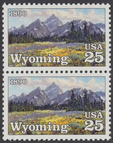 USA Michel 2078 / Scott 2444 postfrisch vert.PAAR - 100 Jahre Staat Wyoming: Grand-Teton-Gebirge