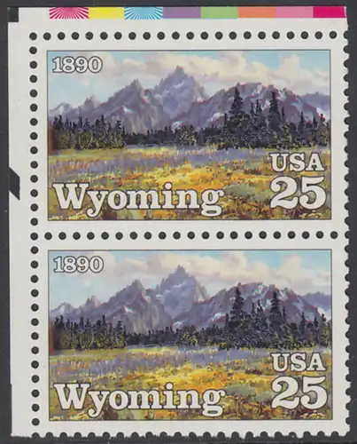 USA Michel 2078 / Scott 2444 postfrisch vert.PAAR ECKRAND oben links - 100 Jahre Staat Wyoming: Grand-Teton-Gebirge