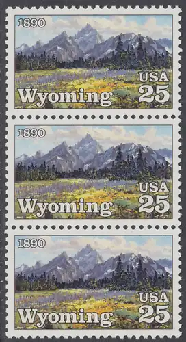 USA Michel 2078 / Scott 2444 postfrisch vert.STRIP(3) - 100 Jahre Staat Wyoming: Grand-Teton-Gebirge