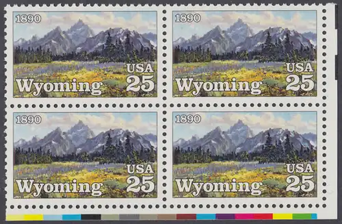 USA Michel 2078 / Scott 2444 postfrisch BLOCK ECKRAND unten rechts - 100 Jahre Staat Wyoming: Grand-Teton-Gebirge