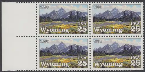 USA Michel 2078 / Scott 2444 postfrisch BLOCK RAND links - 100 Jahre Staat Wyoming: Grand-Teton-Gebirge