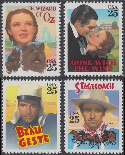 USA Michel 2079-2082 / Scott 2445-2448 postfrisch SATZ(4) EINZELMARKEN - Klassische Filme: Kinoplakate
