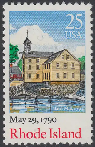 USA Michel 2091 / Scott 2348 postfrisch EINZELMARKE - 200. Jahrestag der Ratifizierung der Verfassung durch den Staat Rhode Island: Slater-Mühle, Pawtucket (erbaut 1793)