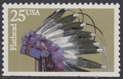 USA Michel 2101 / Scott 2504 postfrisch EINZELMARKE (aus Markenheft) - Indianer-Kopfschmuck