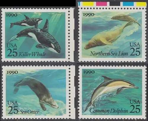 USA Michel 2107-2110 / Scott 2508-2511 postfrisch SATZ(4) EINZELMARKEN (a2) - Meeressäugetiere