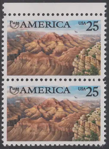 USA Michel 2111 / Scott 2512 postfrisch vert.PAAR RAND oben - Amerika: Die Natur zur Zeit der Entdeckung; Grand Canyon