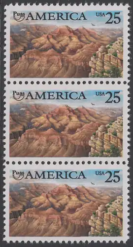 USA Michel 2111 / Scott 2512 postfrisch vert.STRIP(3) - Amerika: Die Natur zur Zeit der Entdeckung; Grand Canyon