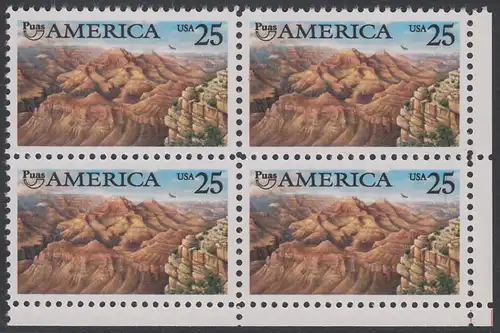 USA Michel 2111 / Scott 2512 postfrisch BLOCK ECKRAND unten rechts - Amerika: Die Natur zur Zeit der Entdeckung; Grand Canyon