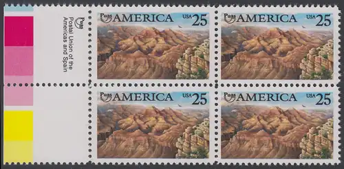 USA Michel 2111 / Scott 2512 postfrisch BLOCK RÄNDER links m/ Inschrift (a1) - Amerika: Die Natur zur Zeit der Entdeckung; Grand Canyon